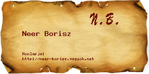 Neer Borisz névjegykártya